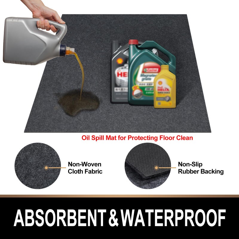 TREETONE Oil Spill Mat  3 x 6 Ft  Premium Absorbent Oil Pad. Contains Liquids  Protects Garage Floor from Spills  Drips  Splashes and Stains. Washable  Reusable  Waterproof Rubber Parking Mats - Image 2